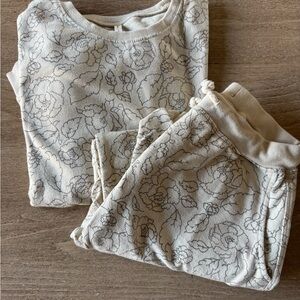 Rylee + Cru Kids Floral Knit Set - Cream with Gray Floral Print